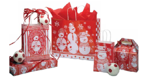 Holiday printed paper shopping bags and gift bags