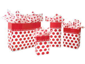 Red Cherry Polka Dots Paper Shopping Bags