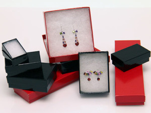 Gloss color jewelry boxes with cotton inserts
