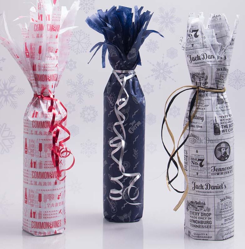 Tissue Paper Gift Wrapping with curled ribbon ties