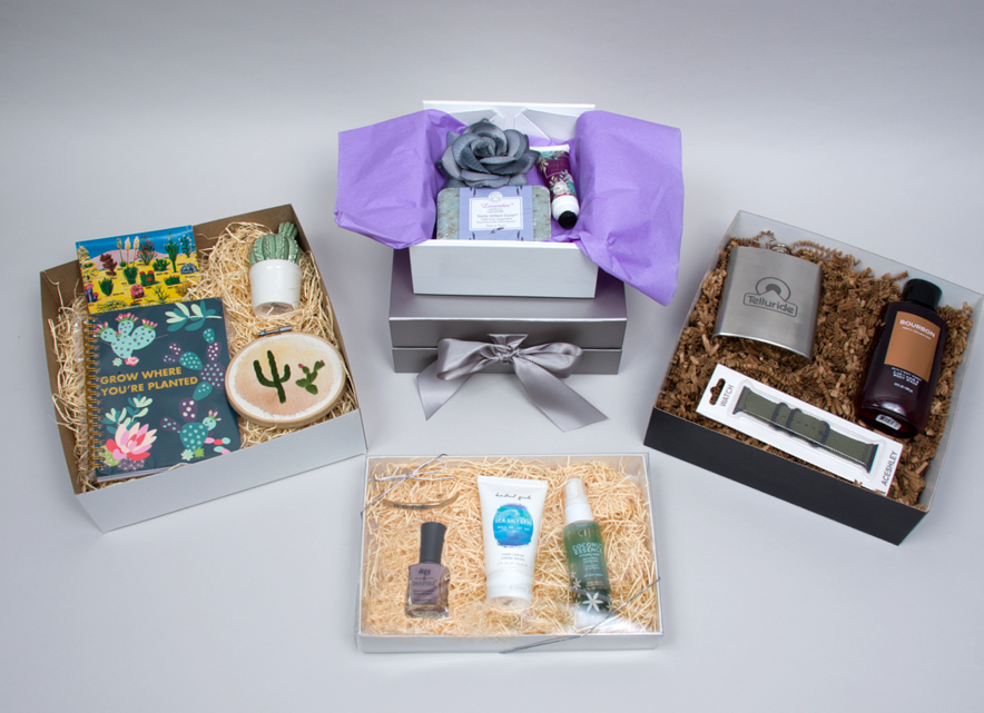 Curated gift box sets with their packaging