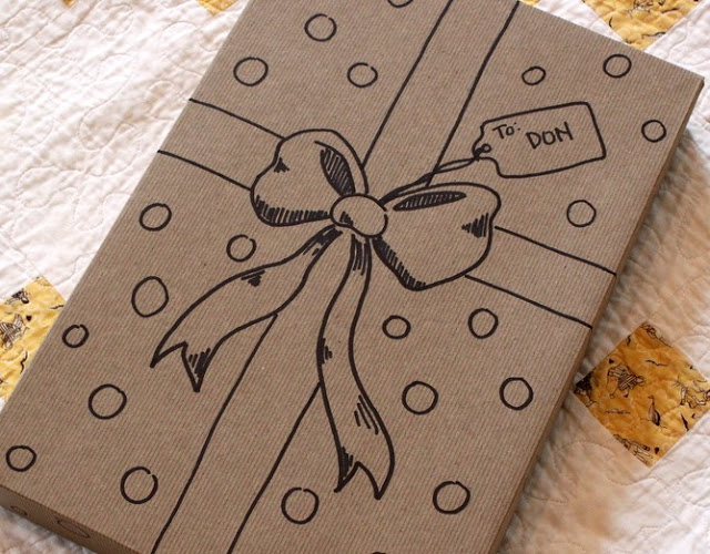 Drawing on your gift packaging rather than using ribbon. 